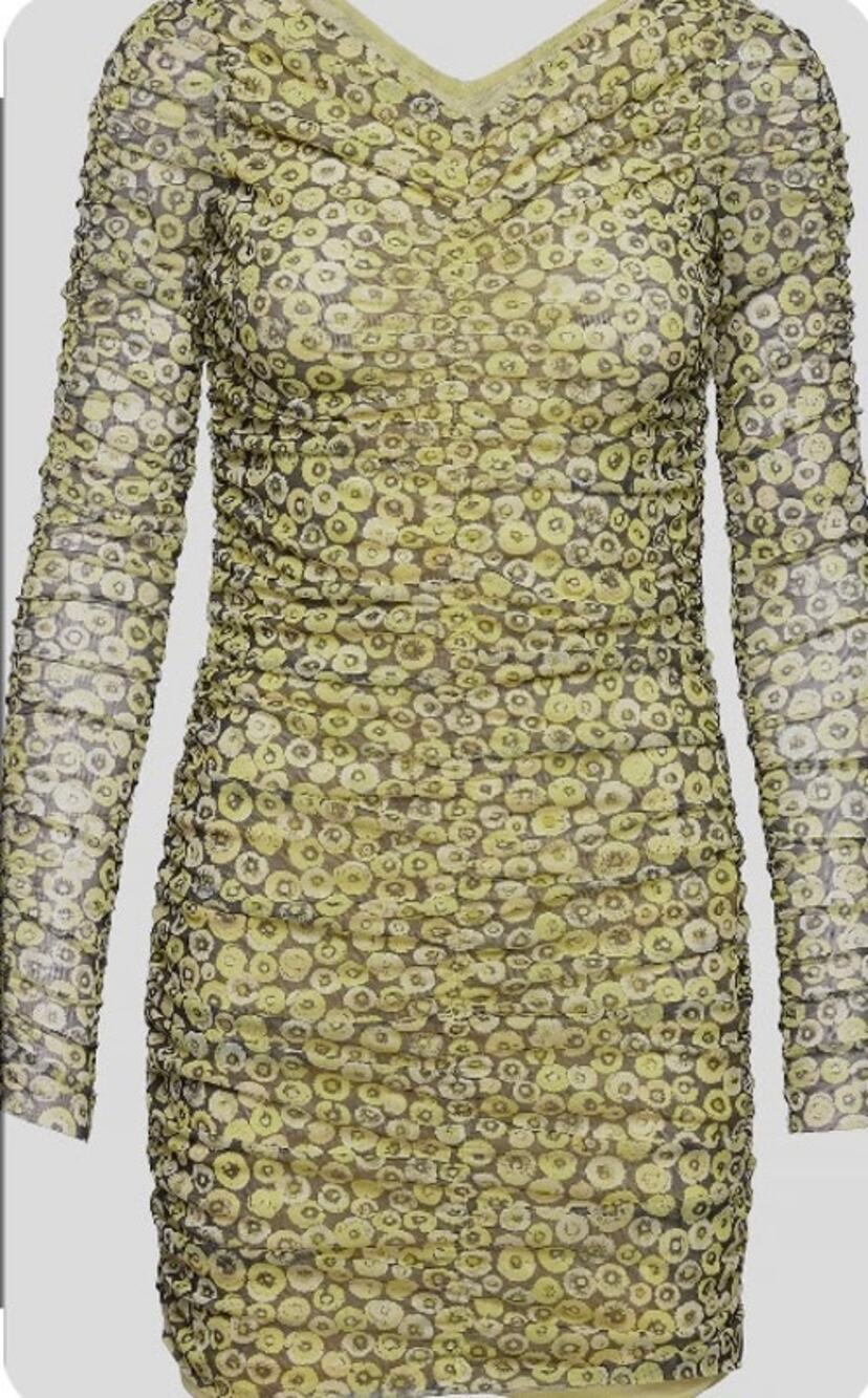 Baum und Pferdgarten Floral Ruched Mesh Midi Dress XL